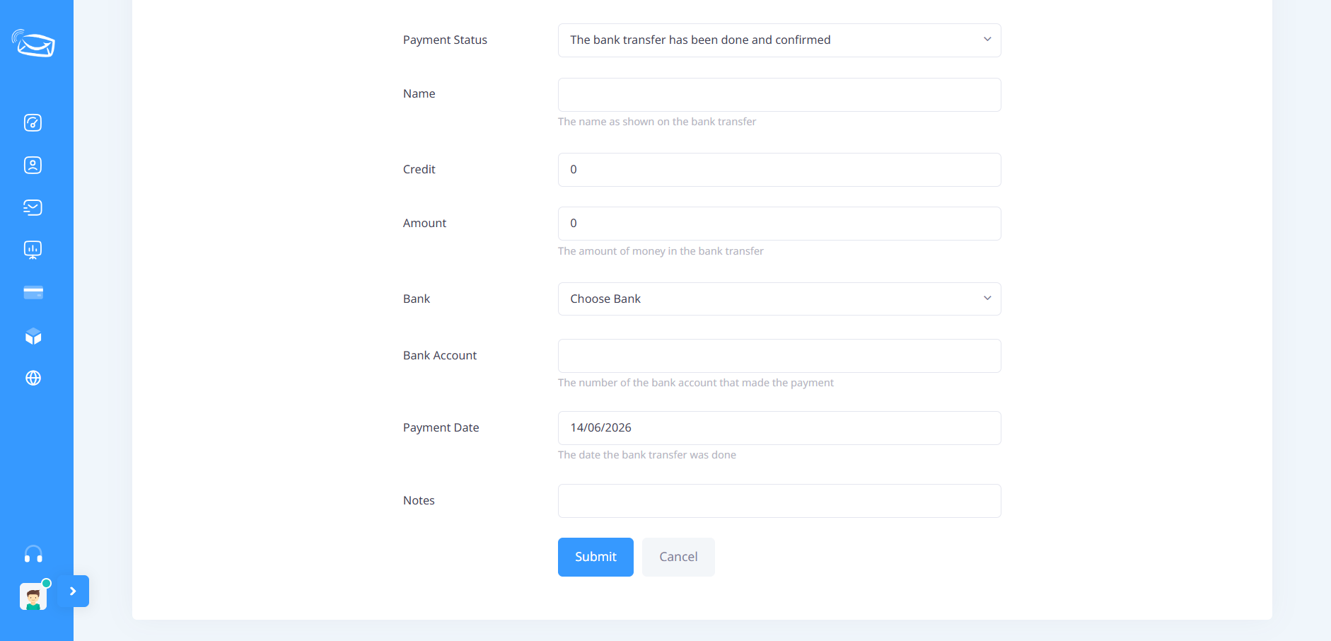 Bank transfer has been completed and confirmed