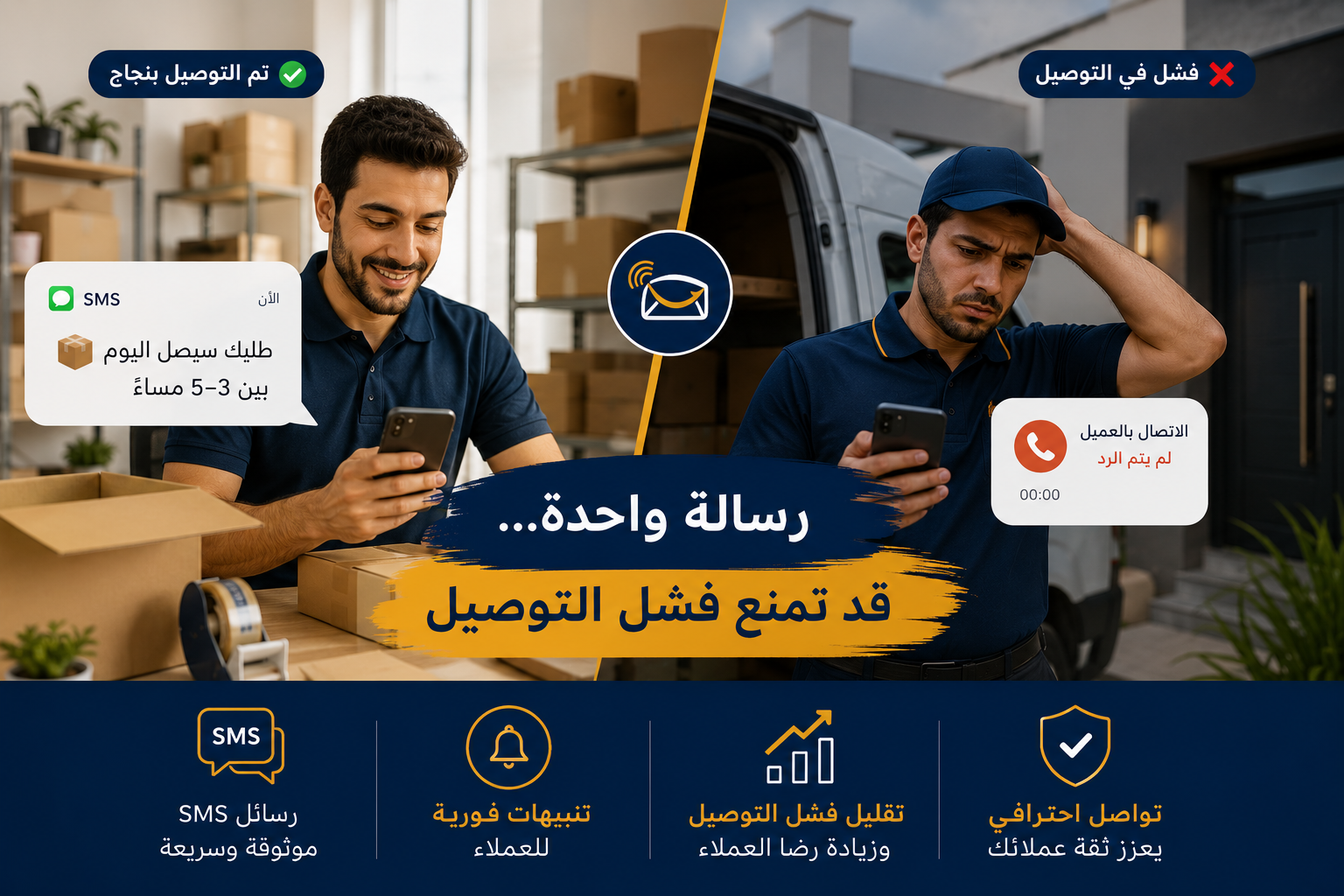 تقليل فشل التوصيل باستخدام SMS