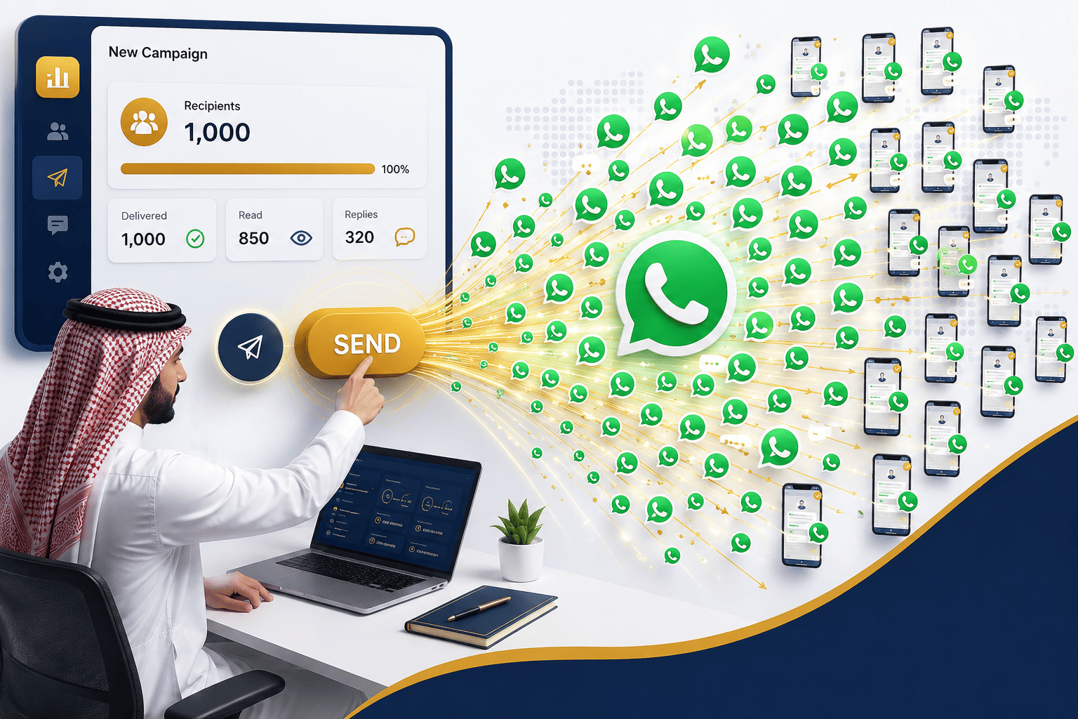 ارسال 1000 رسالة في الواتس اب في ثواني