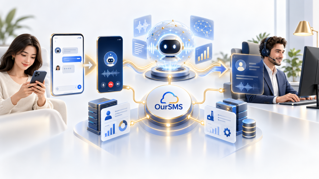 مكالمات WhatsApp Business وVoice AI في السعودية | OurSMS 1 whatsapp
